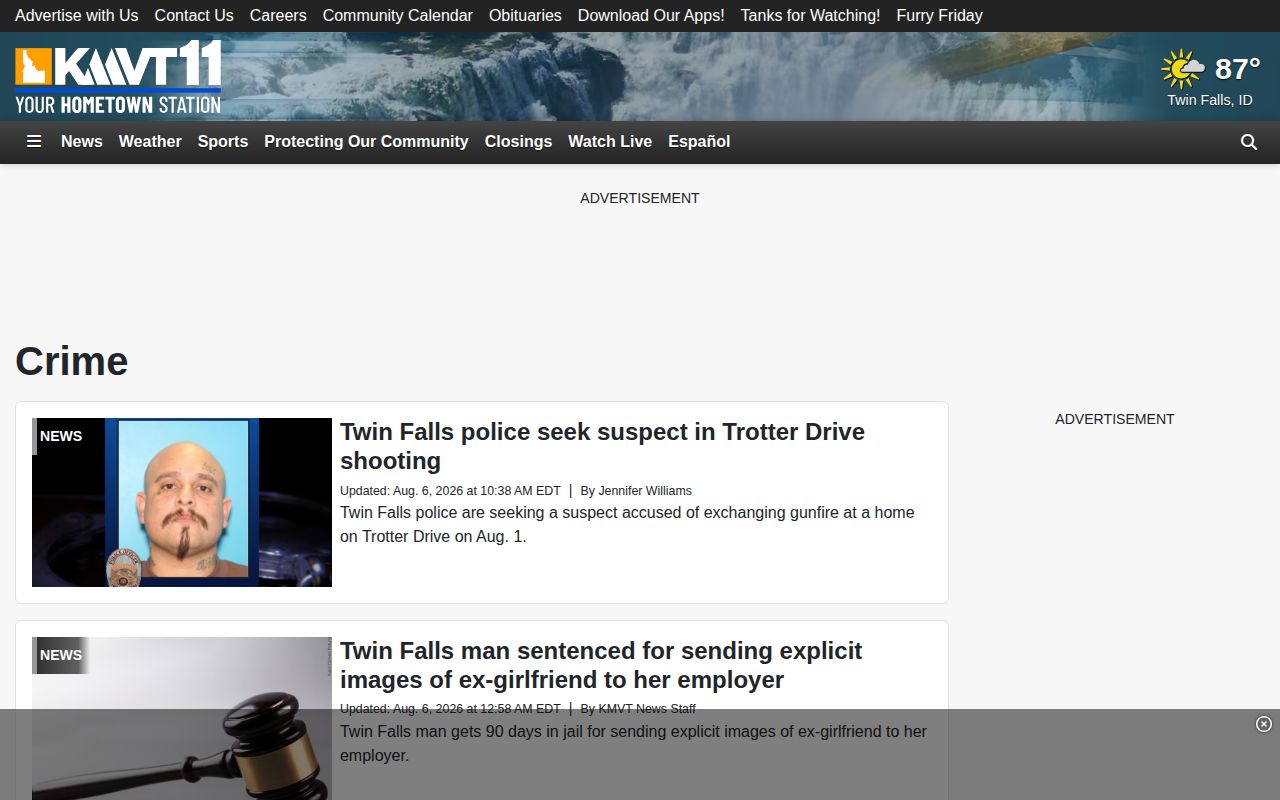 KMVT Twin Falls County crime news category and local reporting